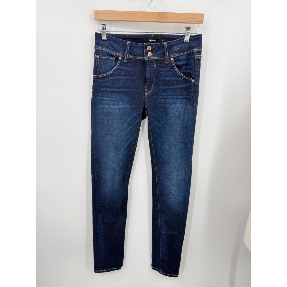 Hudson Collin Skinny Jeans Women 27 Dark Wash Blue Flap Pocket WM4220LV
